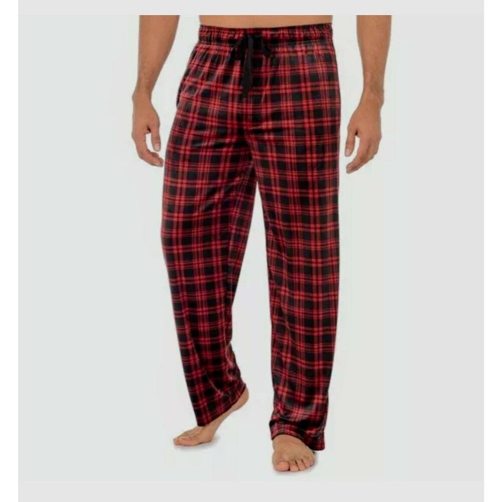 George Men's Relaxed Fit Fleece Sleep Pants 2XL 44-46 Red Black Plaid